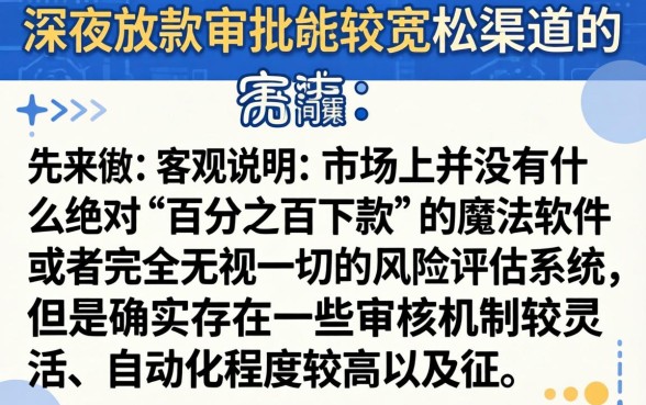 深夜也能下款的口子，精选5个不看征信无视黑白百分百下款网贷软件