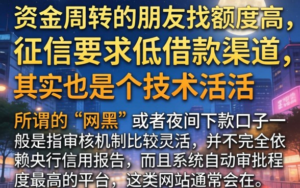 额度高不上征信的口子，详细阐述5个网黑夜间可下款的口子