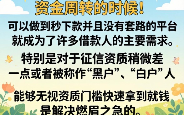 秒下款不套路的口子，整合五个无视黑白户下款的口子