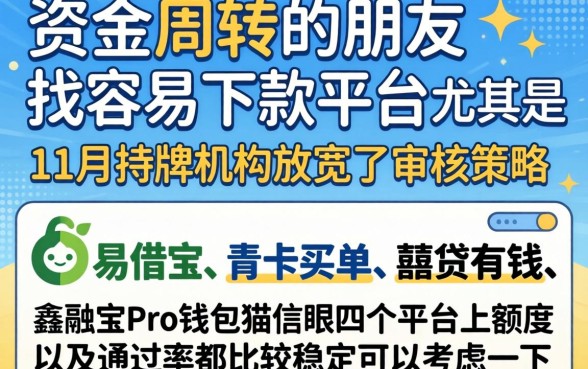 哪个贷款容易下款，筛选5个11月能贷款的平台
