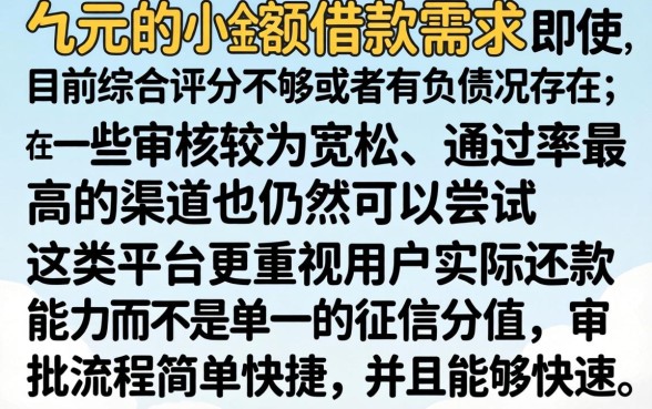 有没有几千好下款的口子，归集5个综合评分不足有负债都能下款app