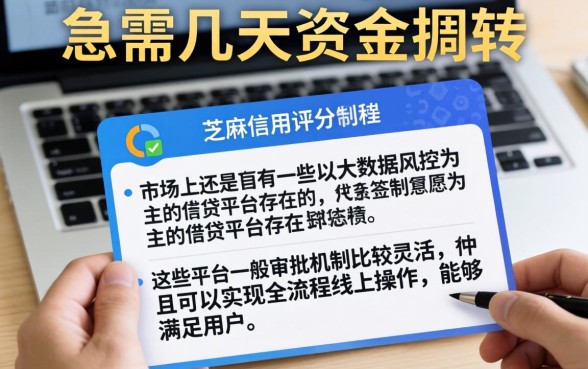 可以临时周转几天的贷款软件，遴选五个不用面签和芝麻分的贷款平台