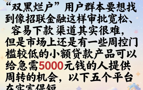 类似招联金融容易下款的口子，甄选5个双黑烂户风控能下款5000口子