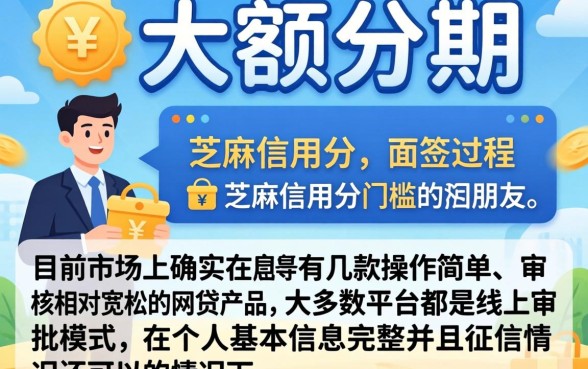 大额分期的网贷有哪些，诚意推荐5个不用面签和芝麻分的贷款口子