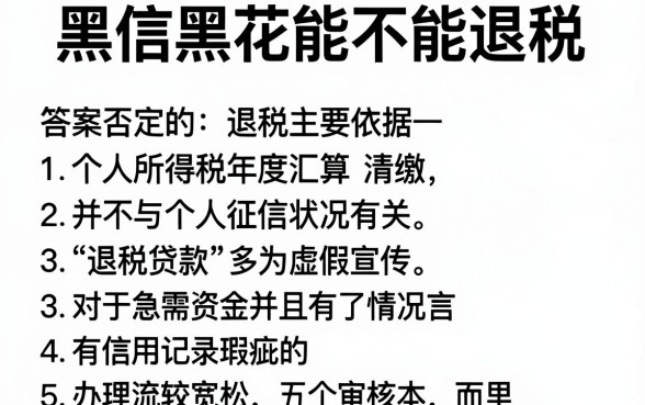 征信黑花了能退税吗怎么退，归集5个秒批无面签贷款口子