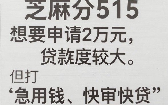 芝麻分515想要贷款2万，归纳5个急用钱5000快审快贷无需征信app