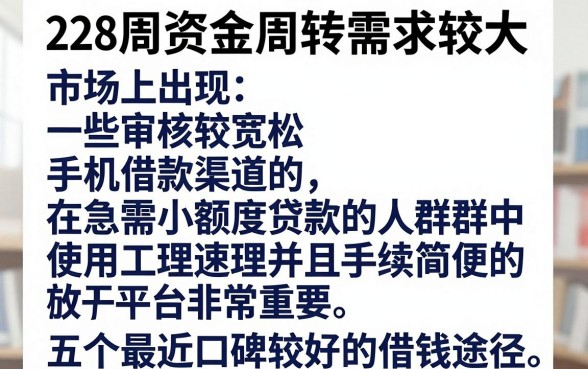 近期下款简单的口子，理出5个手机可以临时借钱的口子