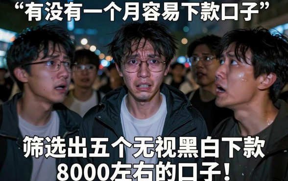 有没有一个月容易下款的口子，筛选五个无视黑白下款8000左右的口子