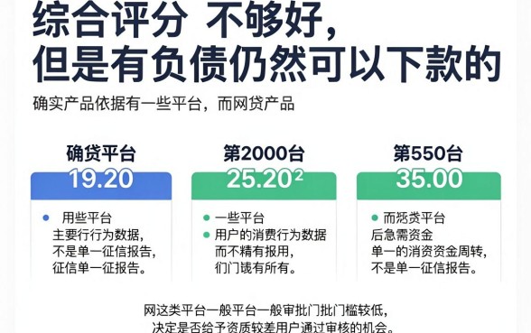哪个网贷不上征信，概括5个综合评分不足有负债都能下款app