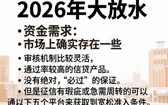 2026大放水贷款口子，精选五个黑白贷款必过的软件