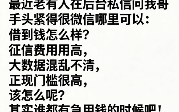 微信在哪能借到钱，精选五个不看黑白户下款的网贷