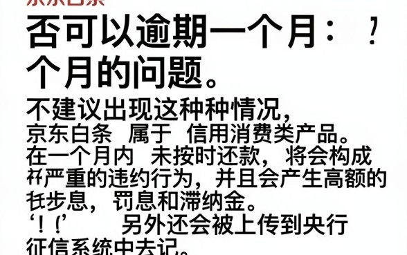 京东白条可以逾期一个月嘛，热忱推荐五个不看征信小额借钱的平台