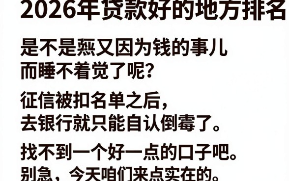 贷款好下的口子排名2026,筛选五个黑户快速下款的口子