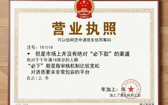 营业执照网贷口子，详尽说明五个18岁必下款的网贷平台