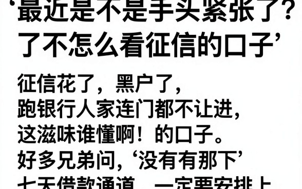 有木有七天的借款口子，规整五个黑户都能下的口子