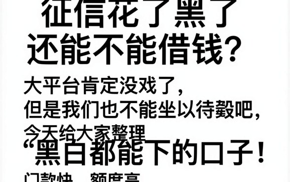 黑白都能下的口子，整理五个黑户烂户秒下一万