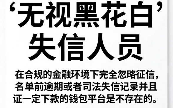有啥无视黑花白的小额口子，枚举五个失信人员可以借钱的网贷平台