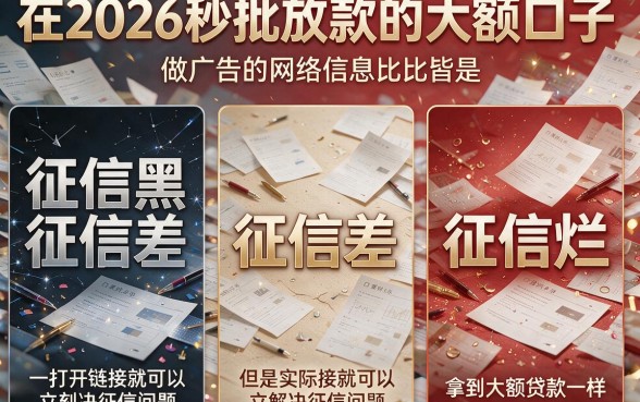 征信黑、征信不好、征信烂也能2026秒批放款的大额口子？别交智商税了，真相在这