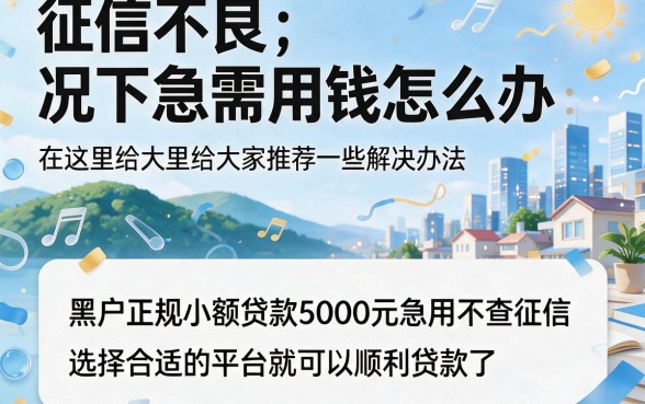 黑户急用5000元必看！这5个正规小额贷款不看征信，利息仅900