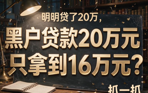 黑户贷款20万到手16万真有这种好事？深度拆解背后不坑人的真相！