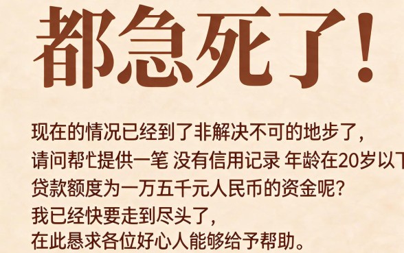 20岁急用10000元必看！这5个不看征信的借款渠道真的能秒到账