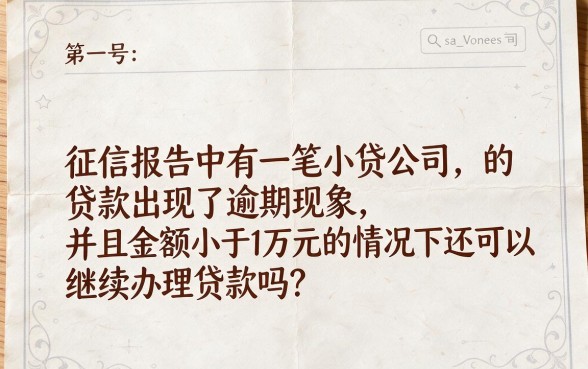 有逾期也能贷？征信瑕疵、万元以下小额贷款申请攻略速看