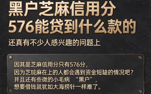 黑户芝麻信用分576能办哪些贷款？这5个营业执照车贷必申
