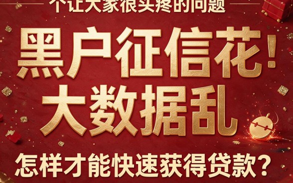 黑户、征信花了、大数据乱了,如何快速贷款?这招绝了!