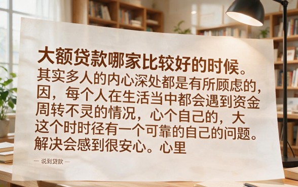 2026大额贷款哪家比较好？精选五家平台详细合集！