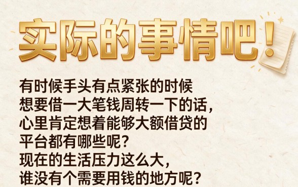 可以大额借款的平台有哪些？这5个秒下款2000元的口子对资质要求不高，亲测超好用！