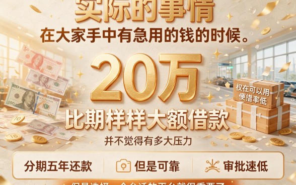手把手教你怎样才能借20万分5年还！2026年这5个门槛超低的借款渠道别错过