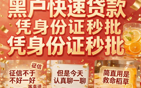 适合黑户凭身份证秒批的快速贷款渠道，2026年立即存下这篇就够了
