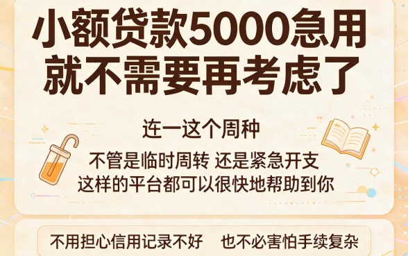 小额贷款5000急用不看征信，2026精选这5家秒批到账！