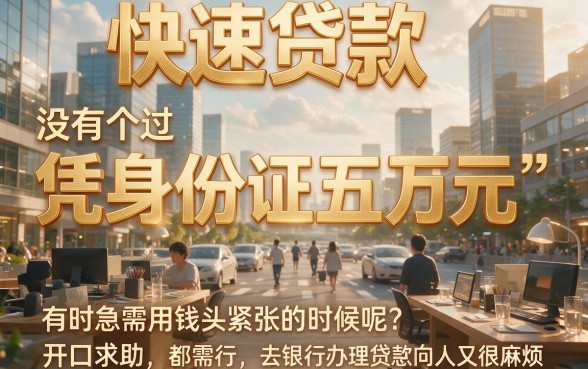 仅凭身份证快速贷款五万！这5个口子借款三万对身份证要求不高