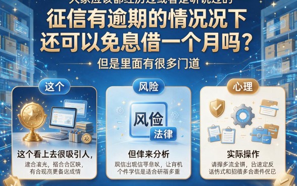 征信有逾期也能借！限时免息一个月，缺钱速领