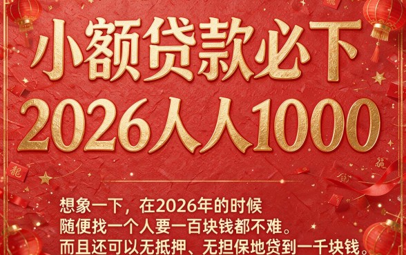 2026必下小额贷！人人1000起，这几家征信要求不高，借款2000用着超舒心