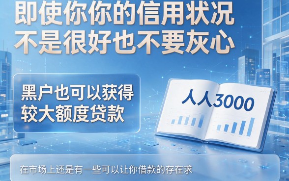 黑户下款大额的口子人人3000！实测这5个不查征信贷款，2026年还款无压力