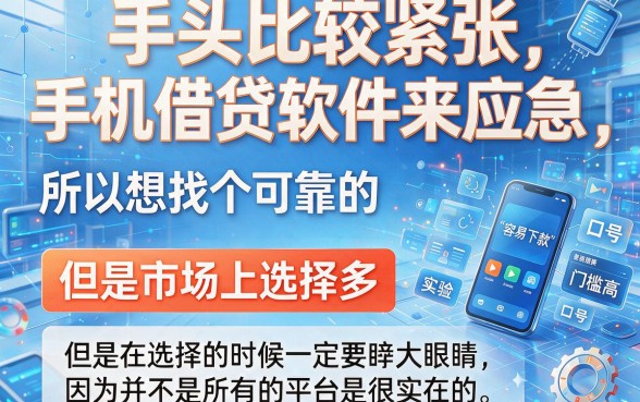 2026年后台实锤：这5个好下款的手机借钱软件，最高60000额度秒到账