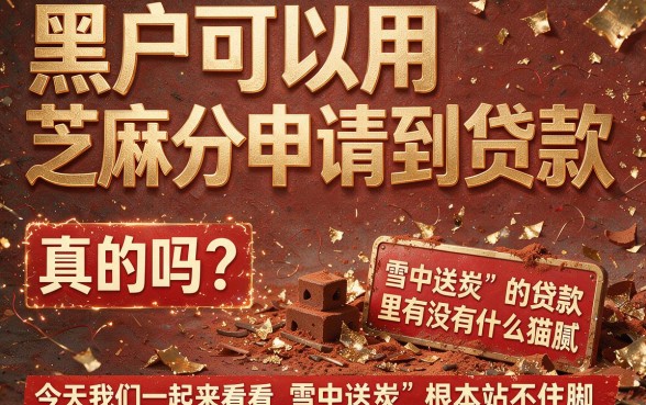适合黑户芝麻分也能下款的贷款渠道，亲测有效速来了解