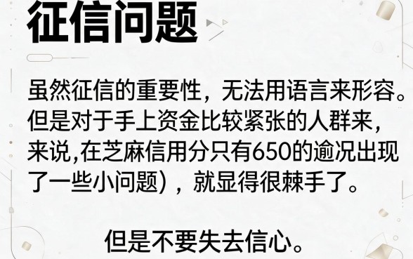 征信有逾期芝麻信用650分还能贷吗？这5个记录全面规整！
