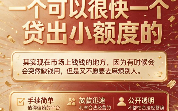 急用钱看这！5个能快速小额网贷的正规公司，2026年必申软件种草