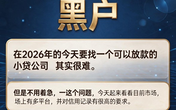 速览！2026年黑户也能放款的小贷实战盘点，这5个口子最高能借20000，真心值得一试