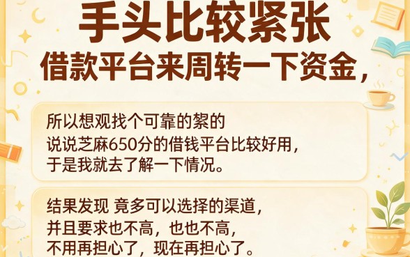 芝麻分650必看！2026年这5个借钱平台，凭芝麻650分快速贷款1000元