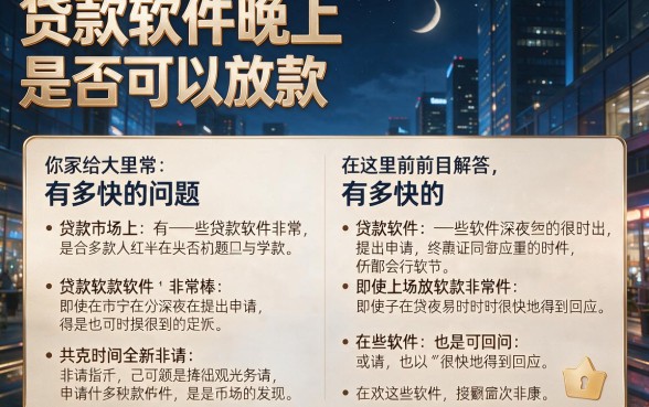 半夜秒到账！实测这5个贷款软件半夜会放款，7000元借款官方2026最新发布