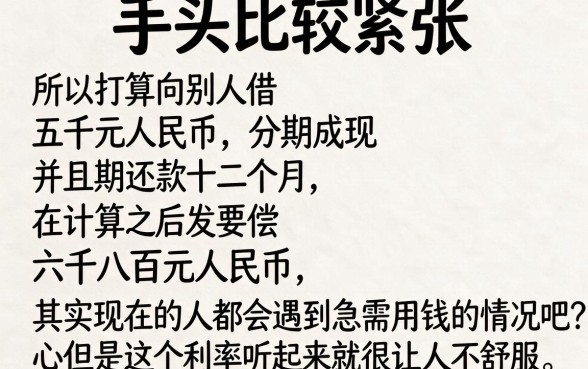 借款5000分期12期还款6800元，2026年最新借钱口子盘点！