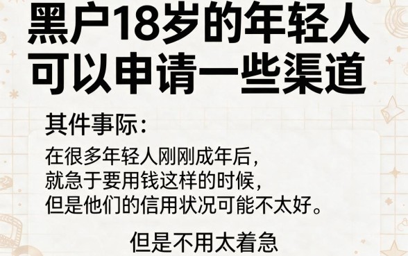 18岁黑户也能申请的口子精选！这5个特别实用，亲测优选速看