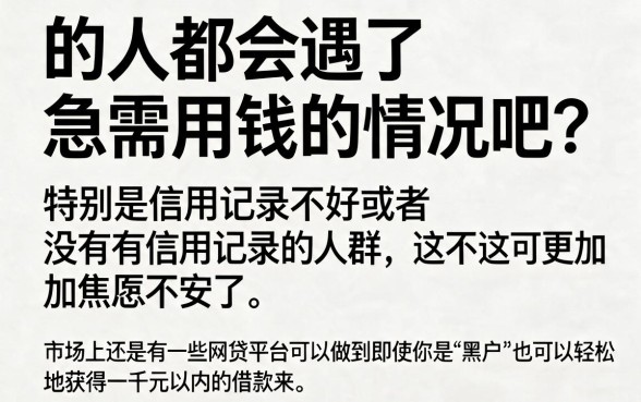 黑户人人1000必下款！2026什么网贷能贷到钱？这5个秒到账平台随便挑！