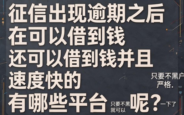 2026有逾期2026年这5个容易下款快的借款平台，有逾期也能贷40000