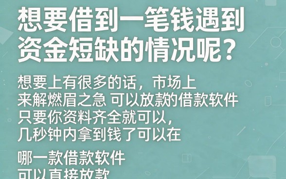 2026年哪个软件借钱可以直接放款？这5个秒批无视征信平台已确认