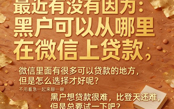 适合黑户微信上这5个平台2026年还能借到钱，速申！